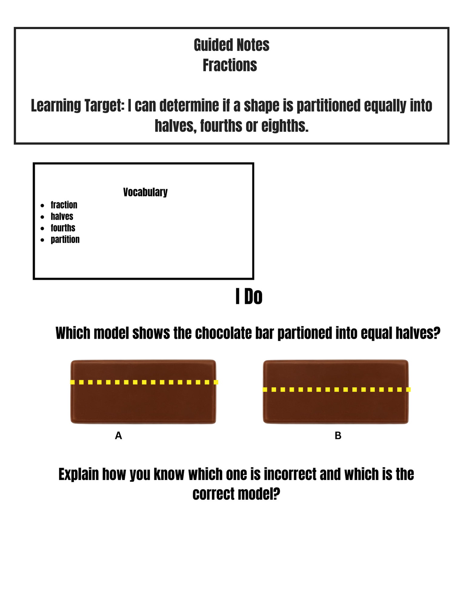 2nd Grade Fraction Guided Notes
